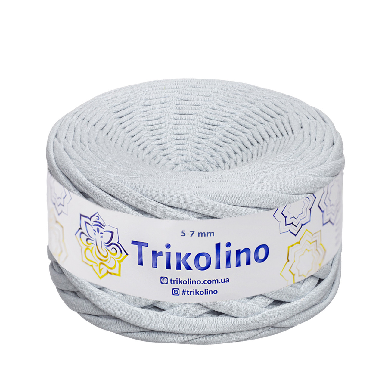 Трикотажна пряжа Trikolino, 5-7 мм., 100 м., Світло-сірий, нитки для в'язання