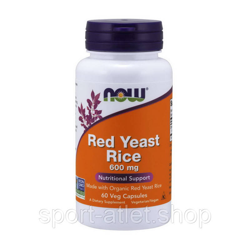 Натуральна добавка NOW Red Yeast Rice 600 mg, 60 вегакапсул, фото 1