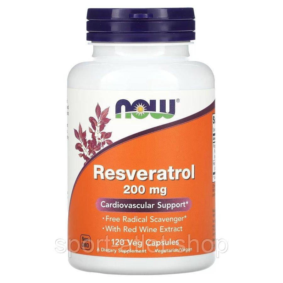 Натуральна добавка NOW Resveratrol 200 mg, 120 вегакапсул, фото 1