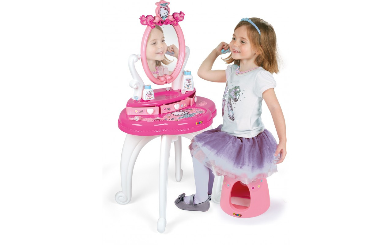 Дитячий столик з дзеркалом Smoby Toys Hello Kitty 2в1 з аксесуарами