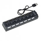 USB 2.0 HUB пристрій на 7 портів із вимикачами Чорний, фото 3