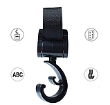 Гачки для коляски на липучці два шт. Чорний (05152), фото 2