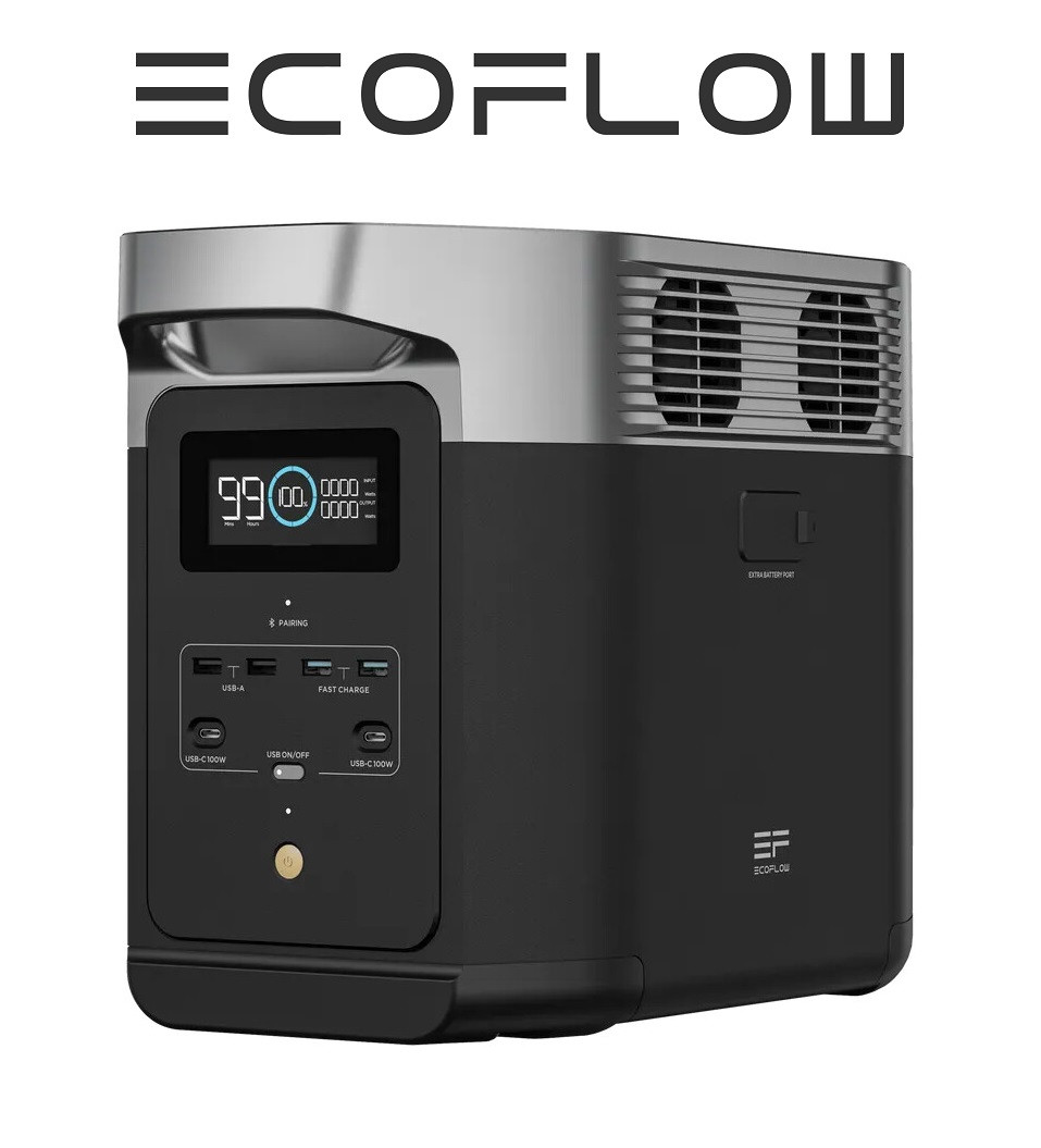 Зарядна станція EcoFlow DELTA 2 (1024Вт*год / 1800Вт, єврокабель, перехідники)