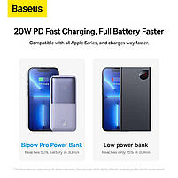 Зовнішній акумулятор Powerbank Baseus 10000MAH 22.5W QC PD 2XUSB USB-C Фіолетовий, фото 6