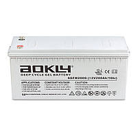 Гелевый аккумулятор тяговый AOKLY gel 6GFM200G 12V 200 Ah АКБ батарея для безперебойного питания ИБП (60 кг)