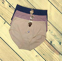 Трусики жіночі бавовняні високі 3 шт (синій бузковий бєжевий) Розміри 4XL 5XL 6XL