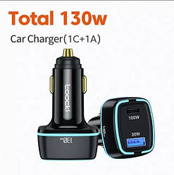 АВТОМОСИЛЬНЕ ЗАРЯДЖЯНЕ СТРІВІСТЬ USB-C PD QC 4.0 130 W 5/9/12/15/20V-5A І НОУТБУКІВ