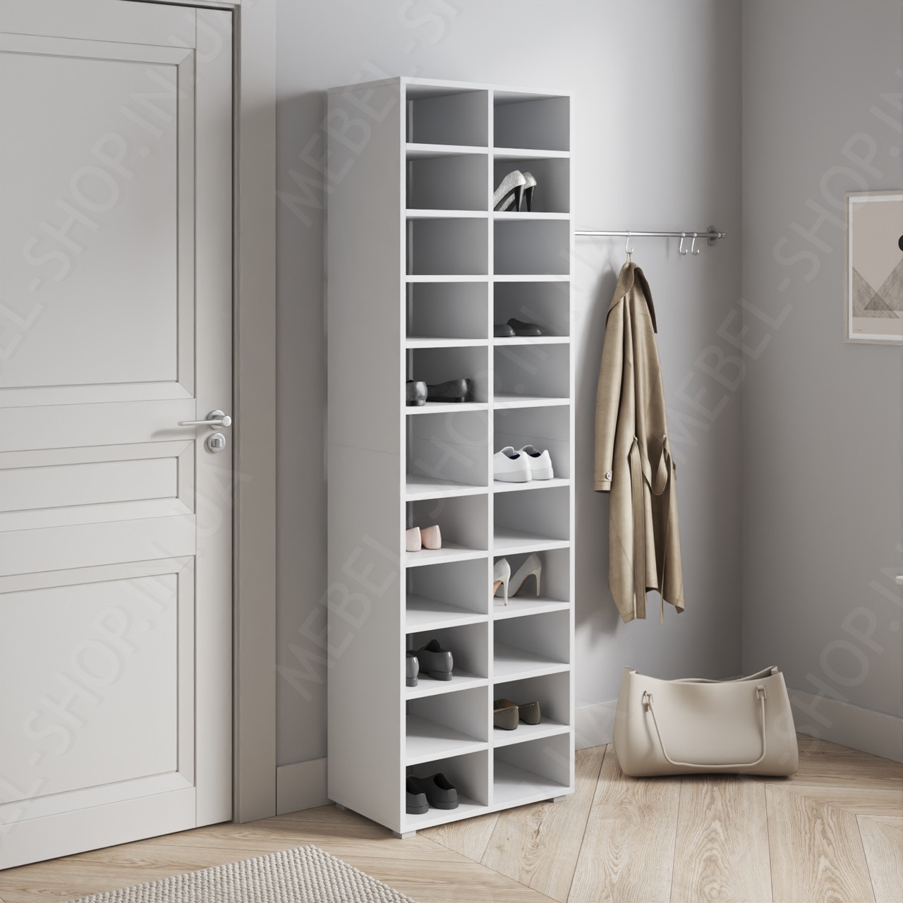 Високий стелаж під взуття з 22 відділеннями Полочки для взуття Містка взуттєвниця до передпокою, фото 1