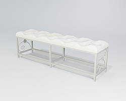 Пуф приліжковий Каніс метал Білий оксамит довжина 115 см (TeneroTM)