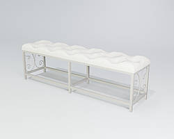 Пуф приліжковий Спліт метал Білий оксамит довжина 115 см (TeneroTM)