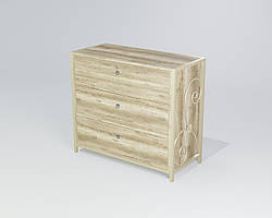 Комод на три ящики Кадіс ДСП Кантрі лейбл метал Білий глянець (TeneroTM) метал Бежевий