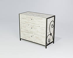 Комод на три ящики Кадіс ДСП Кантрі лейбл метал Білий глянець (TeneroTM) ДСП Аляска, метал Чорний оксамит