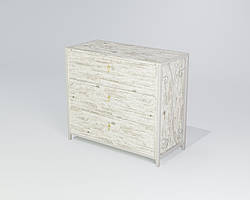 Комод на три ящики Спліт ДСП Кантрі лейбл метал Чорне срібло (TeneroTM) ДСП Аляска, метал БІЛий оксамит