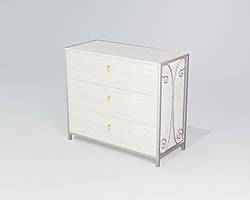 Комод на три ящики Спліт ДСП Кантрі лейбл метал Чорне срібло (TeneroTM) ДСП Аляска, метал Біле скрибло