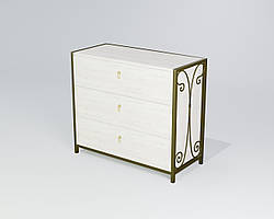 Комод на три ящики Спліт ДСП Кантрі лейбл метал Чорне срібло (TeneroTM) ДСП Аляска, метал Чорне золото