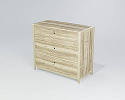 Комод на три ящики Ренн ДСП Кантрі лейбл метал Білий глянець (TeneroTM) метал Бежевий