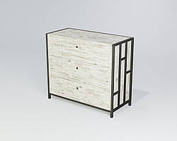 Комод на три ящики Ренн ДСП Кантрі лейбл метал Білий глянець (TeneroTM) ДСП Аляска, метал Чорний оксамит