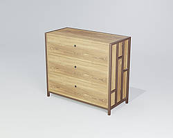 Комод на три ящики Ренн ДСП Кантрі лейбл метал Білий глянець (TeneroTM) метал Чорна мідь