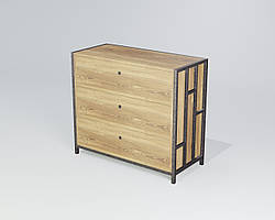 Комод на три ящики Ренн ДСП Кантрі лейбл метал Білий глянець (TeneroTM) метал Чорне дрибло