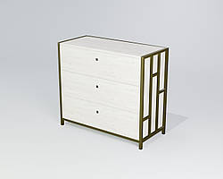 Комод на три ящики Ренн ДСП Кантрі лейбл метал Білий глянець (TeneroTM) ДСП Аляска, метал Чорне золото