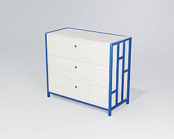 Комод на три ящики Ренн ДСП Кантрі лейбл метал Білий глянець (TeneroTM) ДСП Аляска, метал Синій