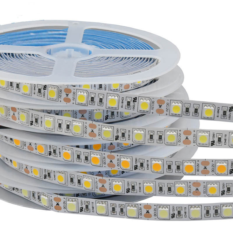 Світлодіодна стрічка LEDTech smd 5050 60led/м 12v ip20 білий (6000 К) преміум на синьому термоскотчі, фото 1