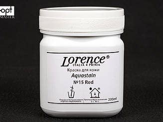 Фарба для гладкої шкіри Aquastain (Lorence) 200мл кол. червоний (#15)