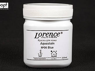 Фарба для гладкої шкіри Aquastain (Lorence) 200мл кол. синій (#06)