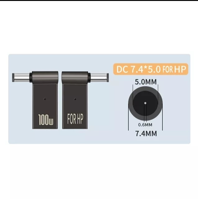 Перехідник живлення PD 100W для ноутбука HP Type-C на DC 7.4 × 5.0
