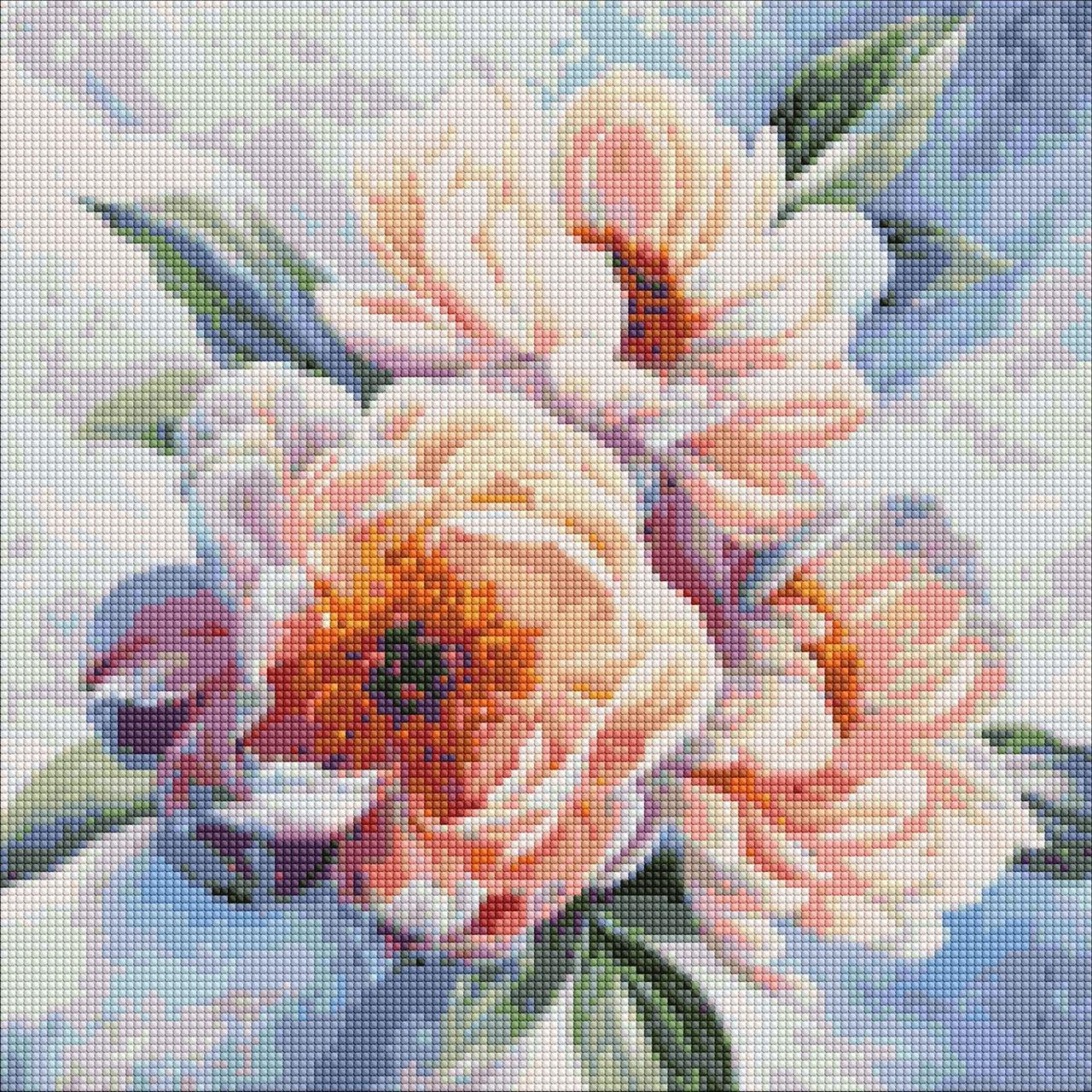 Алмазна мозаїка AMO7284 Краса півоній ©annasteshka, 40x40см Ideyka на підрамнику