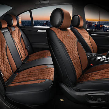 Накидки 3D Elegant з алькантари Torino на передні та задні сидіння коричневі EL 700 125