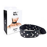 Нашийник із натуральної шкіри із заклепками та стразами Art of Sex — Jenna Collar, Чорний, фото 3