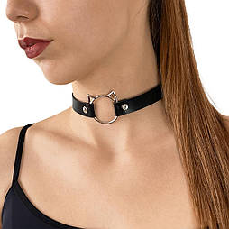 Чокер на шию Кішечка Art of Sex — Kiti з натуральної шкіри, колір Чорний 777Store.com.ua