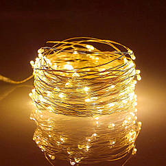 Світлодіодна гірлянда крапля роси Led Fairy Lights Copper Wire String 100LED 10м Warm White