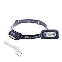 Светодиодный налобный аккумуляторный фонарь LED Mini Headlamp 350lm 800mAh USB Black