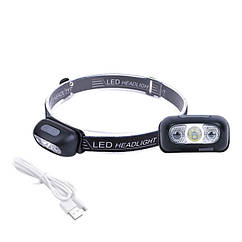 Світлодіодний налобний акумуляторний ліхтар LED Mini Headlamp 350lm 800mAh USB Black