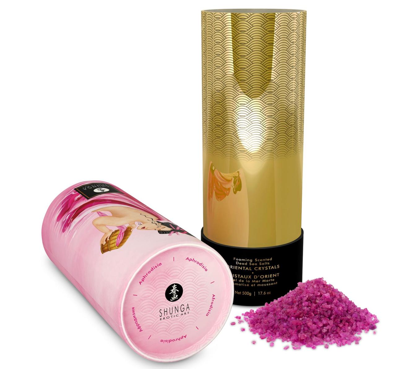 Пенящаяся соль для ванны Shunga Dead Sea salt Oriental Crystals Rose Petal (500 г), соль Мертвого - фото 3 - id-p1738031988