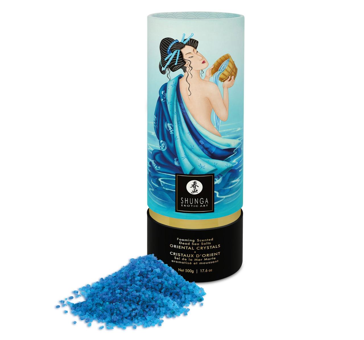 Пенящаяся соль для ванны Shunga Dead Sea salt Oriental Crystals Ocean Temptations (500 г), соль Ме - фото 2 - id-p1738031989