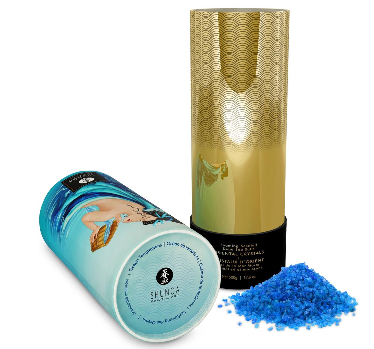 Пенящаяся соль для ванны Shunga Dead Sea salt Oriental Crystals Ocean Temptations (500 г), соль Ме - фото 4 - id-p1738031989