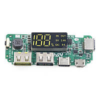 Плата Power bank павербанк контроллер Type C, Lightning 5V 2.4A зарядки Li-ion USB, micro-USB, ЖК дисплей