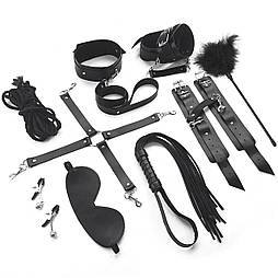 Набір Art of Sex — BDSM Set Leather, 10 предметів, натуральна шкіра, Чорний 777Store.com.ua
