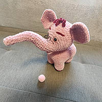 Игрушка вязаная крючком слон розовый мягкая плюшевая ручная робота