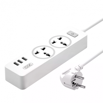 Мережевий фільтр XO 2500Вт 2 розетки 3USB 1,8м WL04 White