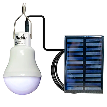 Акумуляторна лампочка 9Вт із Сонячною панеллю, до 12 годин, 900 mAh, Forlife FL-3235 / Аварійна LED лампа