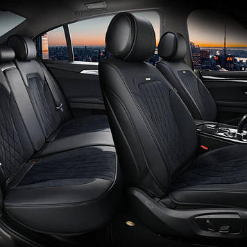 Накидки 3D Elegant з алькантари Modena на передні та задні сидіння чорні EL 700 136