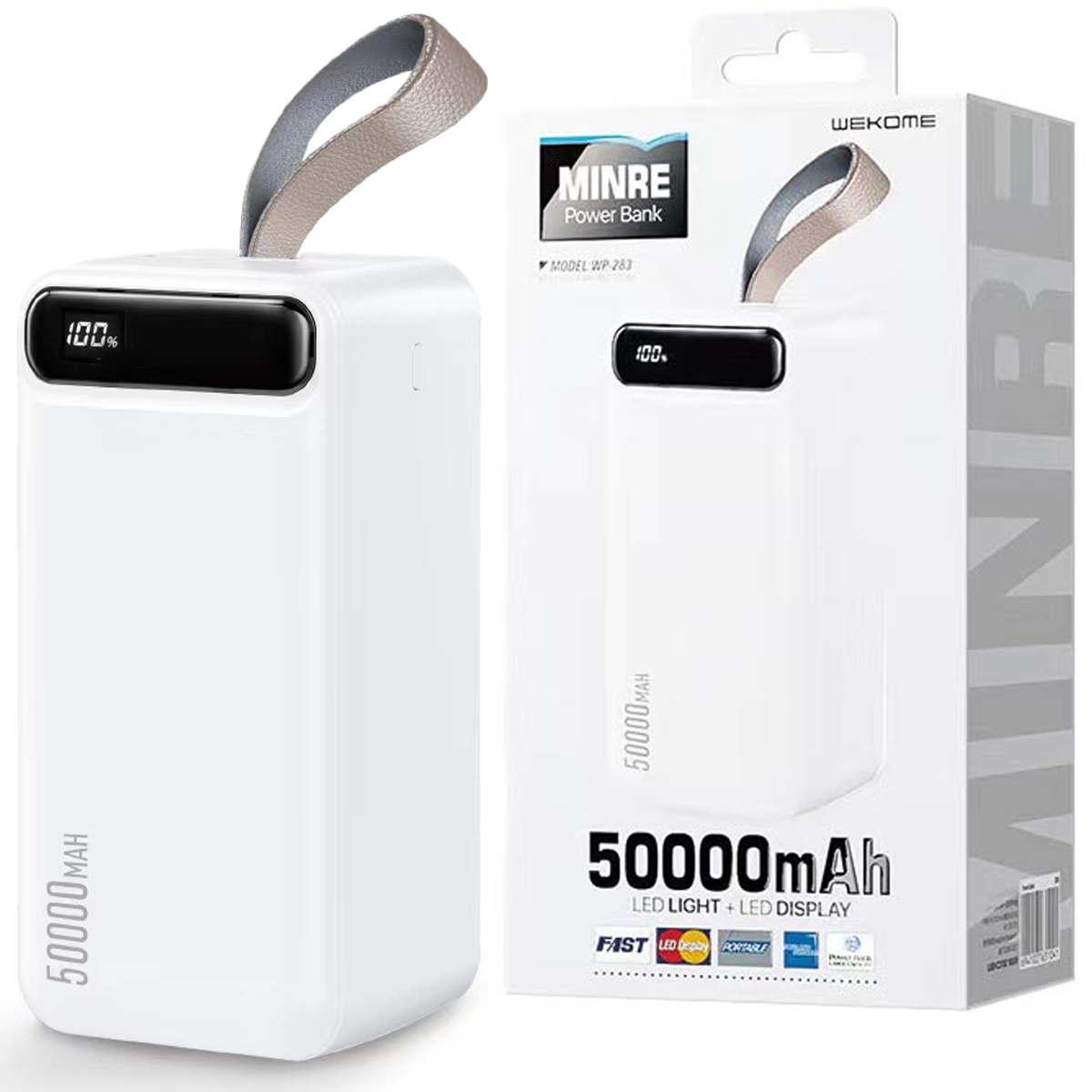 Портативные батареи | Power Bank 50000mAh WK Minre Digital Display WP-283 2xUSB 5V*2.1A Li-Pol Белый Пластик Универсальная батарея