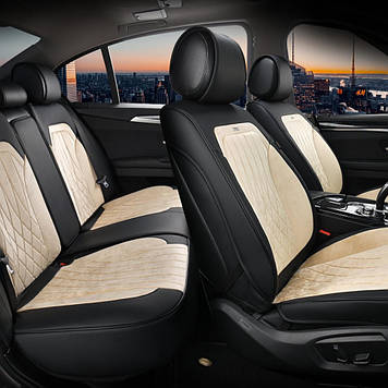 Накидки 3D Elegant з алькантари Modena на передні та задні сидіння бежеві EL 700 134