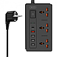 Подовжувач XO 3 розетки + 4 USB + Type-C PD/QC 1,8м мережевий фільтр WL06 Black, фото 5