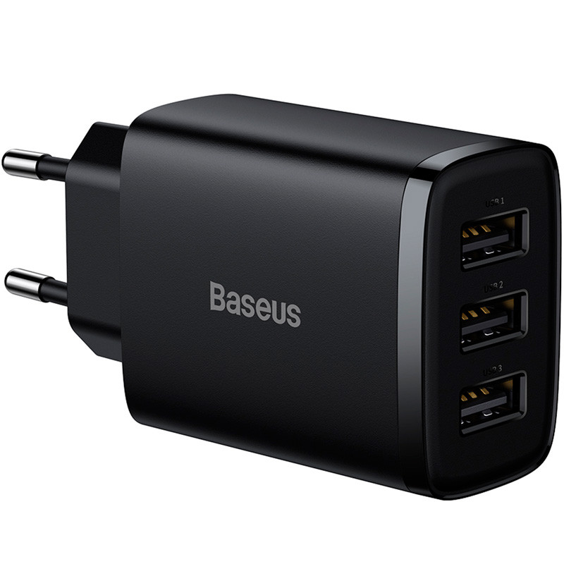Універсальний зарядний пристрій на 3 usb мережевий для телефонів і планшетів СЗУ ЮСБ Baseus 17W