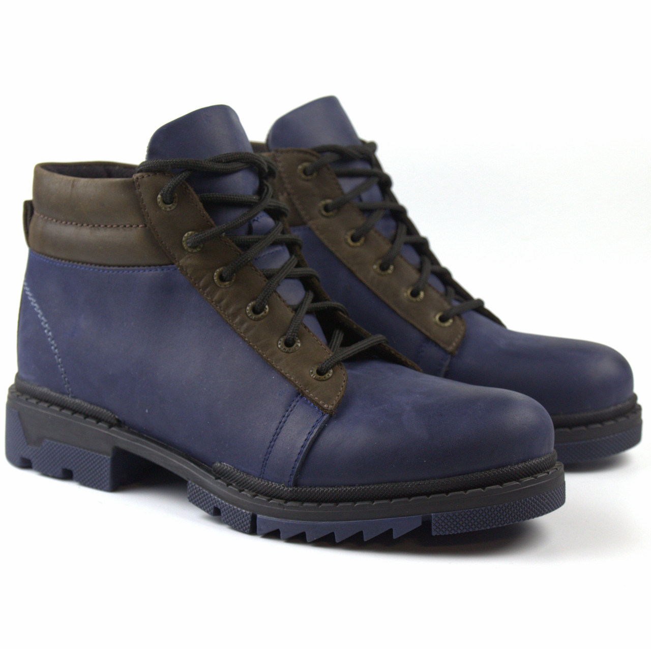 Сині черевики зимові на овчині шкіряні на антиковзній підошві Rosso Avangard Bridge Ultimate Blu Leather